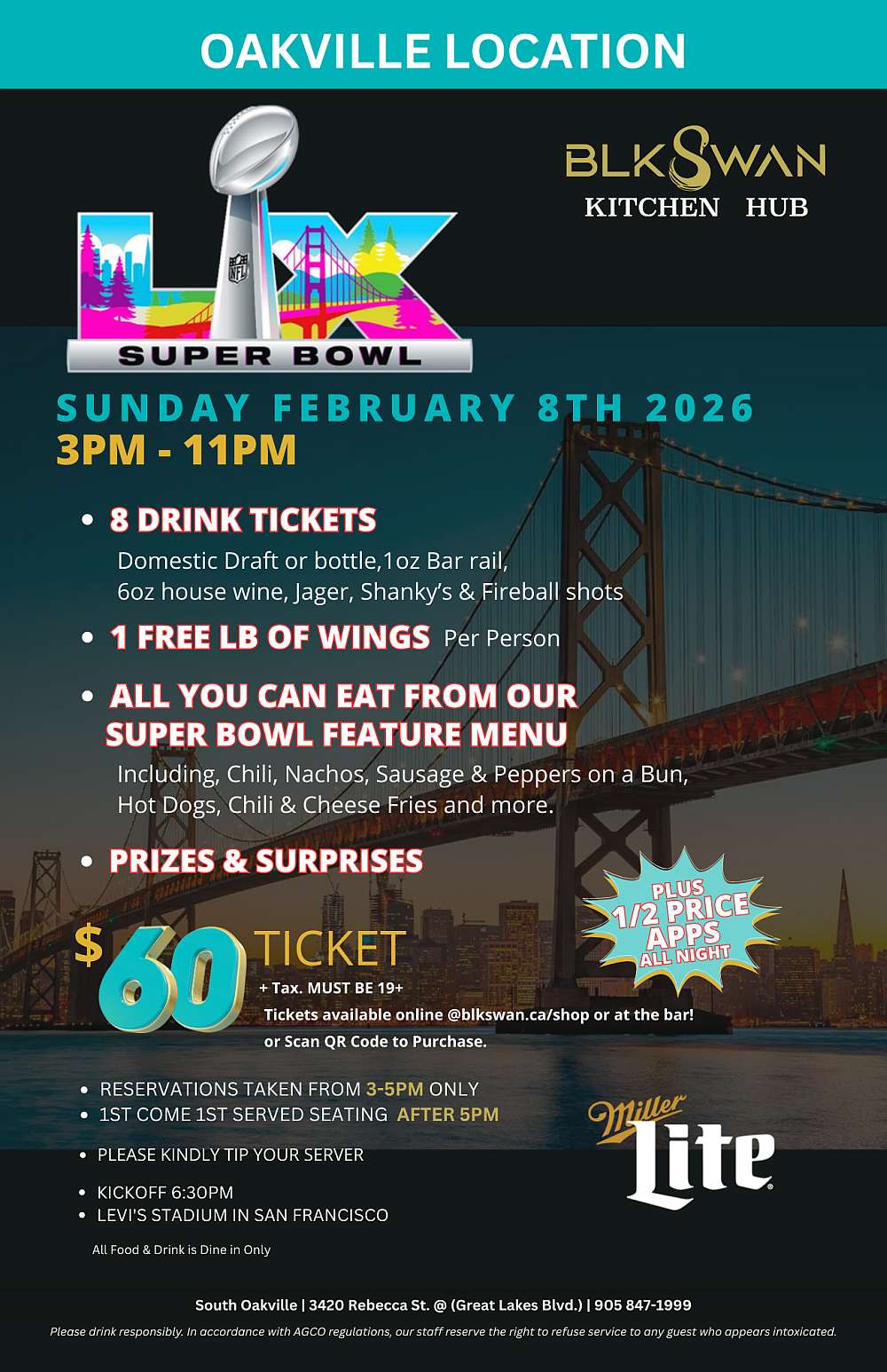 SUPER BOWL - OAKVILLE - 3420 Rebecca St.